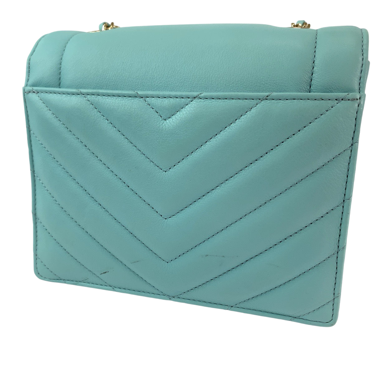 Chanel Chevron Lambskin Turquoise Chain Shoulder Bag