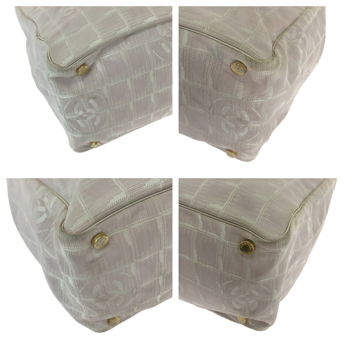Chanel Canvas Tote Bag Pink White Gold
