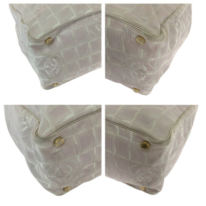 Chanel Canvas Tote Bag Pink White Gold