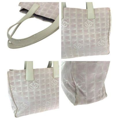 Chanel Canvas Tote Bag Pink White Gold