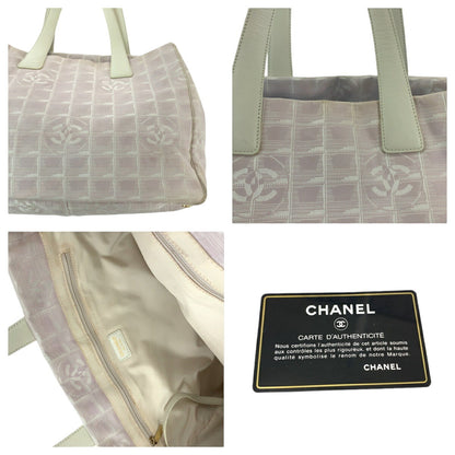 Chanel Canvas Tote Bag Pink White Gold