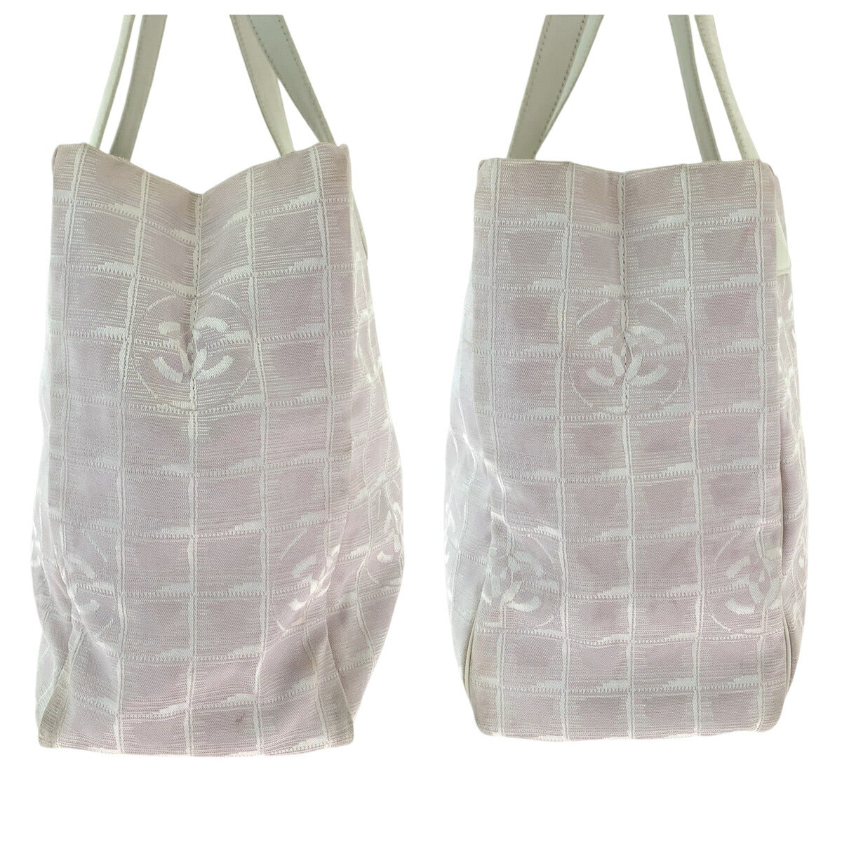 Chanel Canvas Tote Bag Pink White Gold