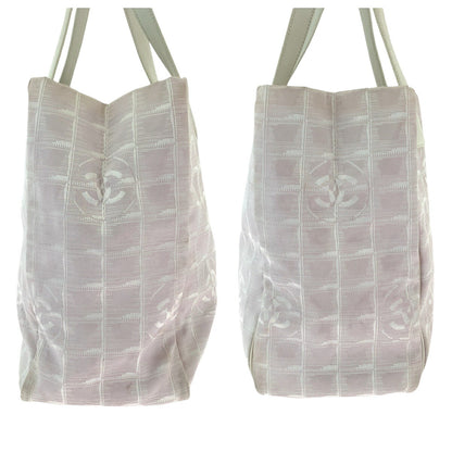 Chanel Canvas Tote Bag Pink White Gold