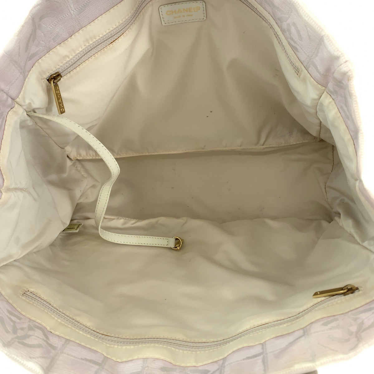 Chanel Canvas Tote Bag Pink White Gold