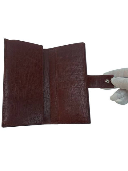 Gucci Antique Metal Logo Long Wallet Dark Wine