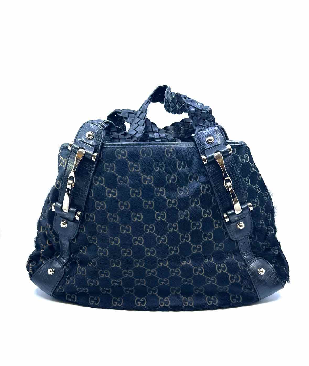 GUCCI Black PONY HAIR Monogram Handbag