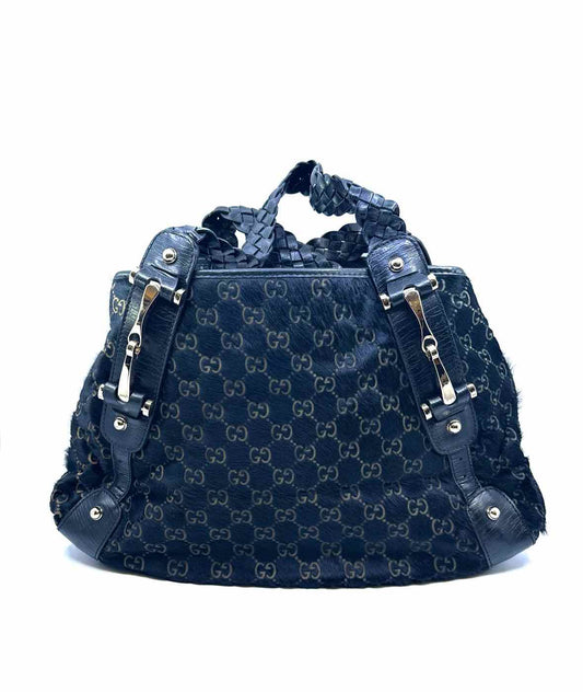 GUCCI Black PONY HAIR Monogram Handbag