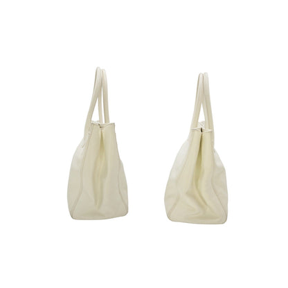 Chanel Vintage Calfskin Cerf Executive Shopper Tote White