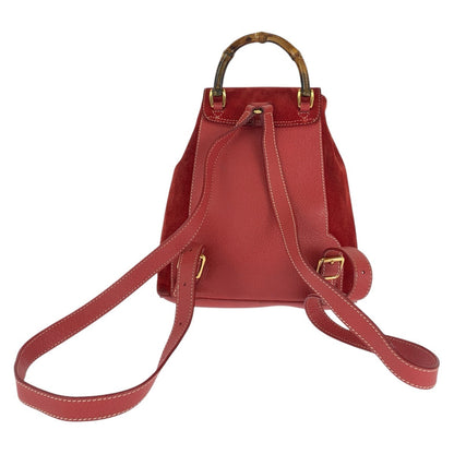 Gucci Bamboo Suede Leather Backpack