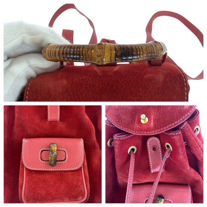 Gucci Bamboo Suede Leather Backpack