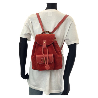 Gucci Bamboo Suede Leather Backpack