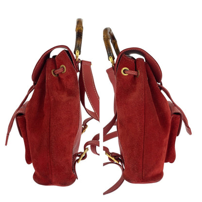 Gucci Bamboo Suede Leather Backpack