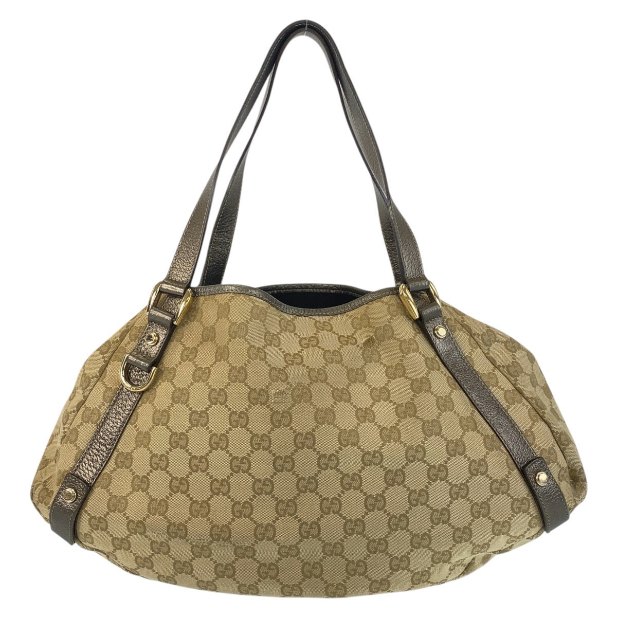 Gucci Abbey GG Canvas Leather Tote Shoulder Bag