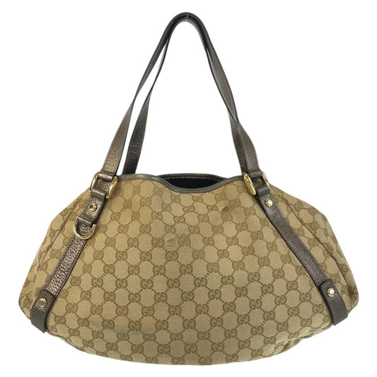 Gucci Abbey GG Canvas Leather Tote Shoulder Bag