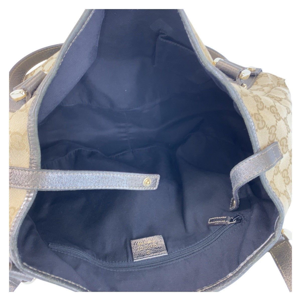 Gucci Abbey GG Canvas Leather Tote Shoulder Bag