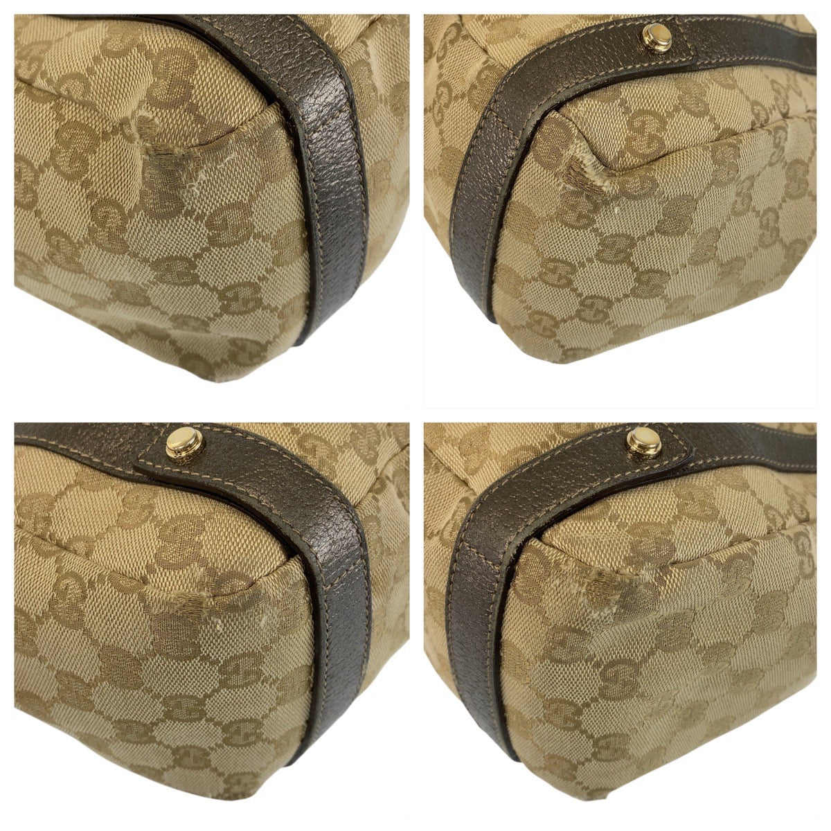Gucci Abbey GG Canvas Leather Tote Shoulder Bag