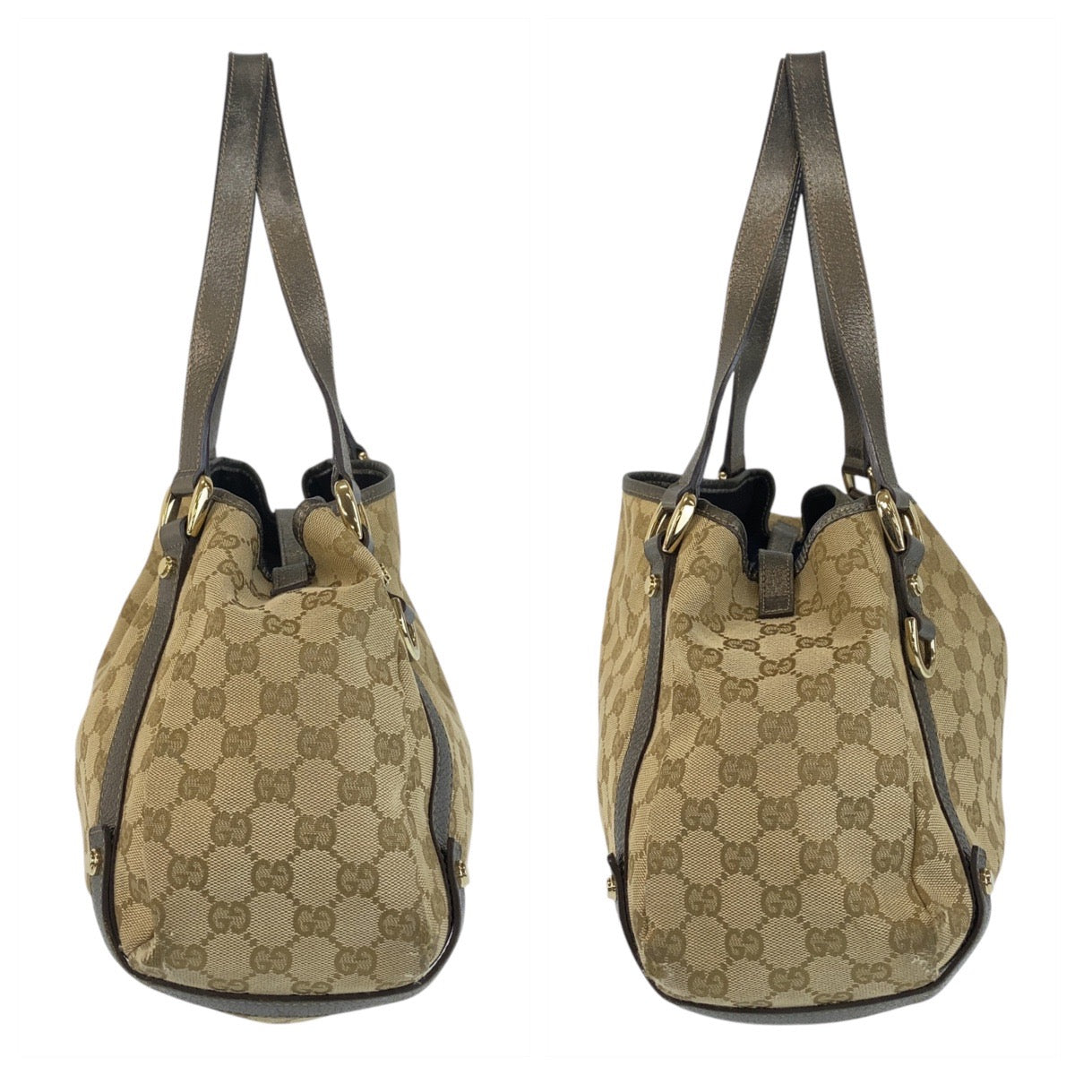 Gucci Abbey GG Canvas Leather Tote Shoulder Bag