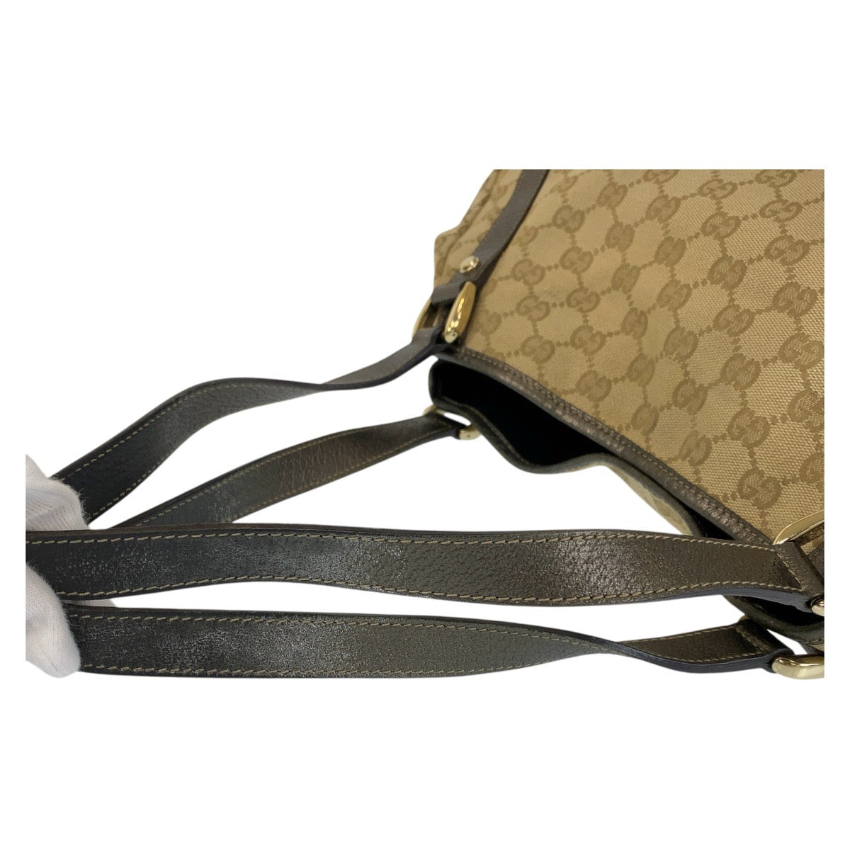 Gucci Abbey GG Canvas Leather Tote Shoulder Bag