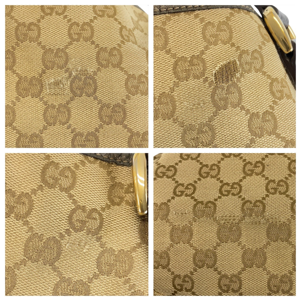 Gucci Abbey GG Canvas Leather Tote Shoulder Bag