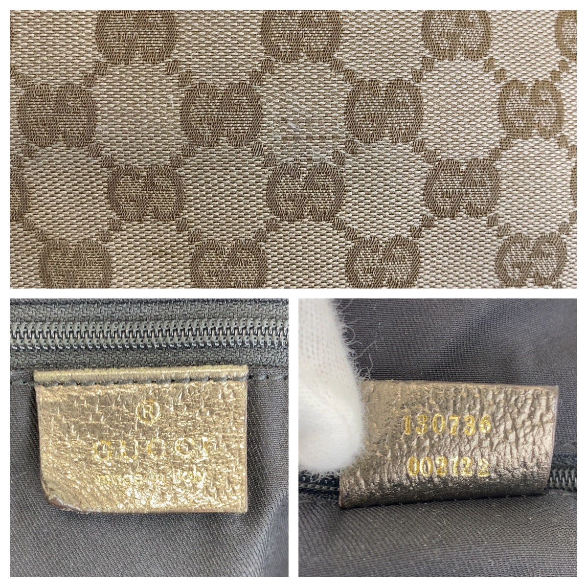 Gucci Abbey GG Canvas Leather Tote Shoulder Bag