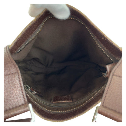 Gucci Brown Beige GG Canvas Leather Messenger Bag