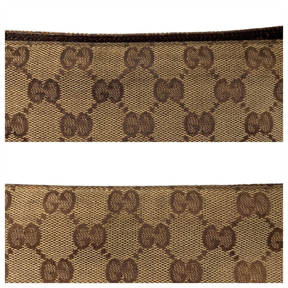 Gucci Brown Beige GG Canvas Leather Messenger Bag