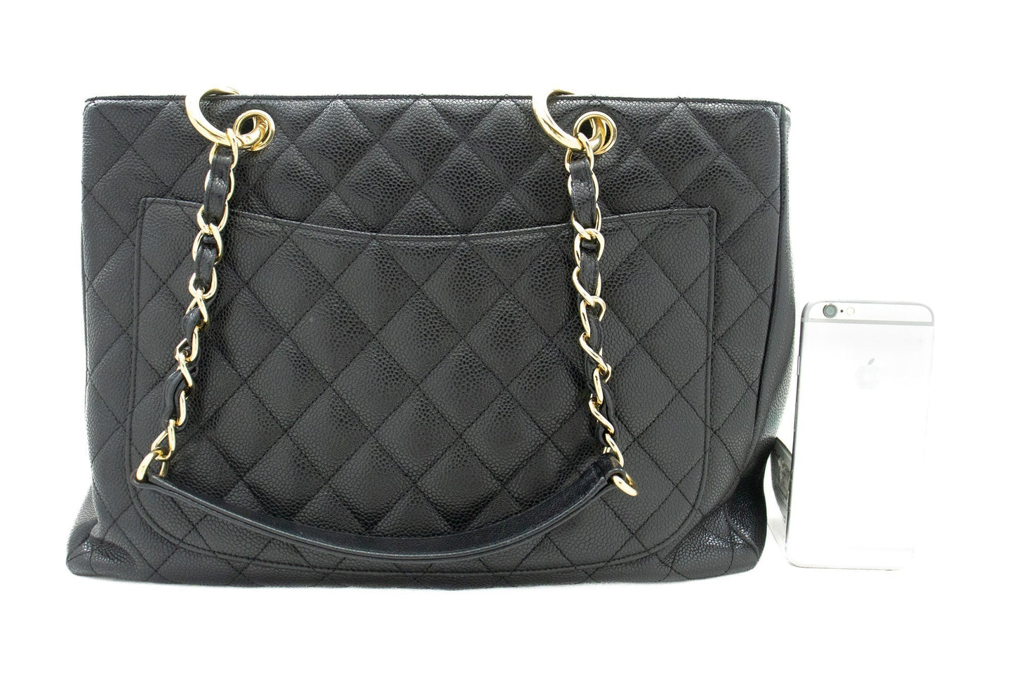 CHANEL Caviar GST 13" Grand Shopping Tote Chain Shoulder Bag Black j25