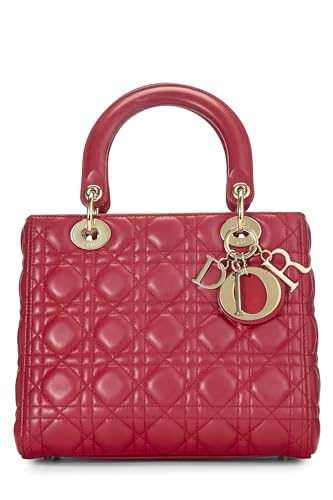 Dior, Red Cannage Quilted Lambskin Lady Dior Medium, Red