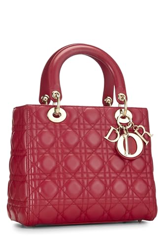 Dior, Red Cannage Quilted Lambskin Lady Dior Medium, Red