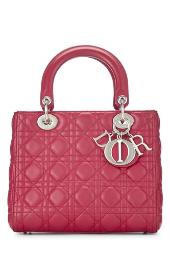 Dior, Pink Cannage Quilted Lambskin Lady Dior Medium, Pink