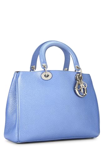 Dior, Blue Metallic Leather Diorissimo Medium, Blue