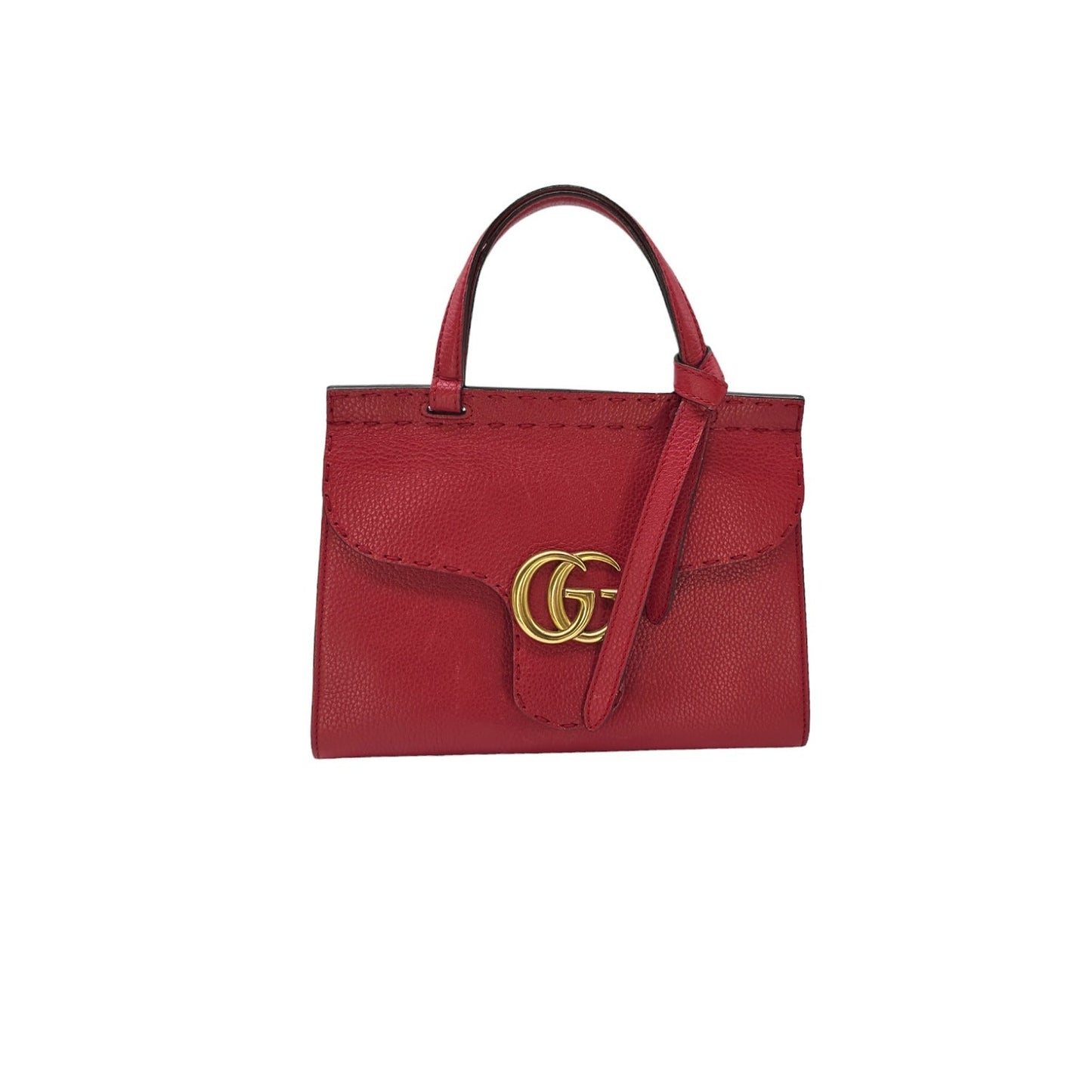 Gucci Calfskin Small GG Marmont Top Handle Bag