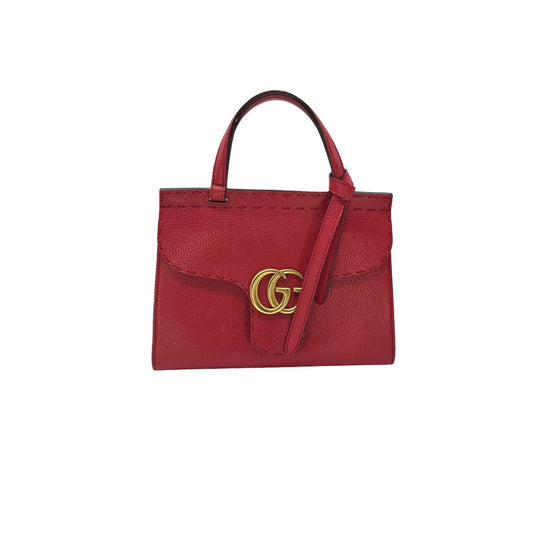 Gucci Calfskin Small GG Marmont Top Handle Bag