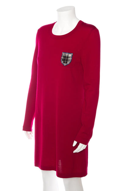 Chanel Scarlet Knit Long Sleeve Dress SZ 38