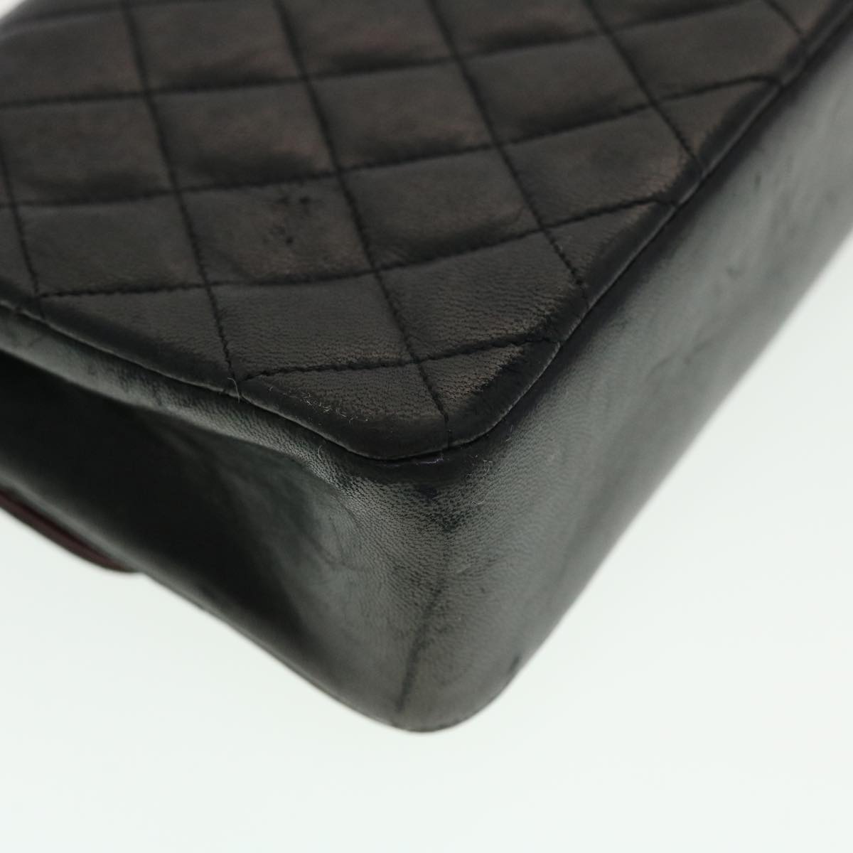 CHANEL Mini Matelasse Chain Shoulder Bag Lamb Skin Black CC 42862A
