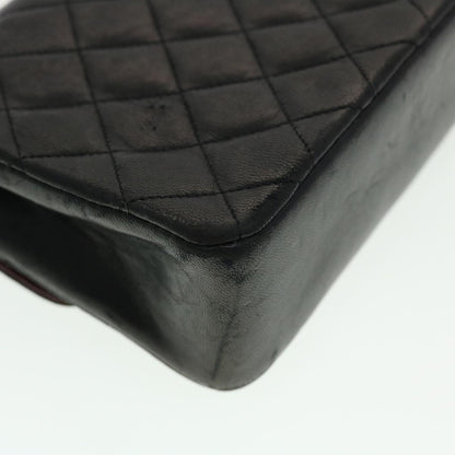 CHANEL Mini Matelasse Chain Shoulder Bag Lamb Skin Black CC 42862A