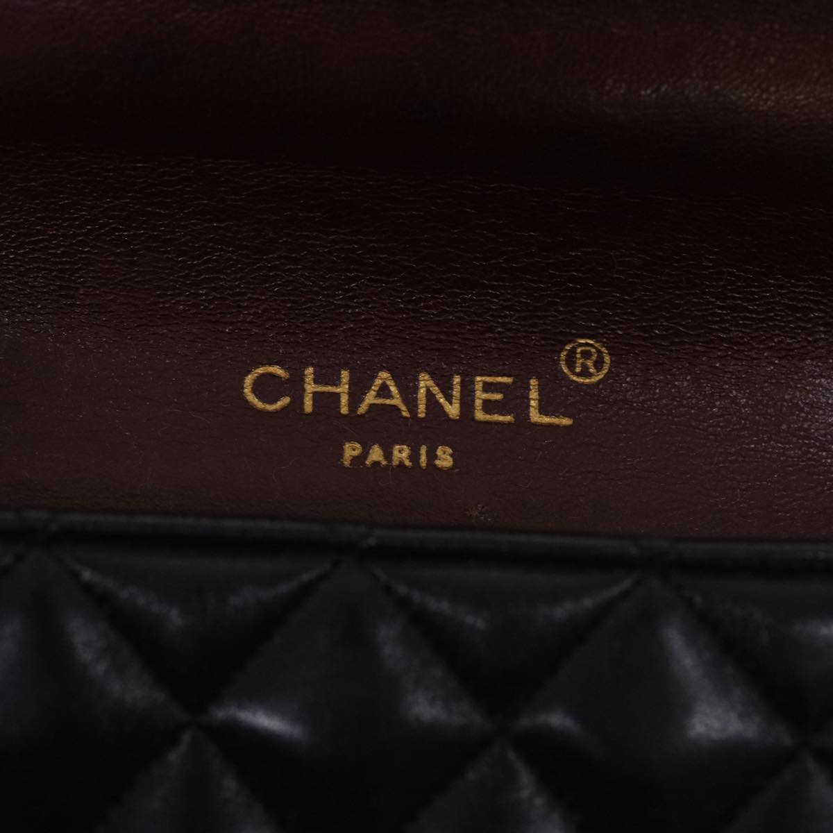 CHANEL Mini Matelasse Chain Shoulder Bag Lamb Skin Black CC 42862A