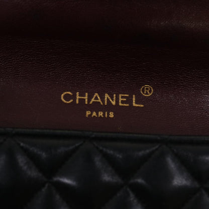 CHANEL Mini Matelasse Chain Shoulder Bag Lamb Skin Black CC 42862A