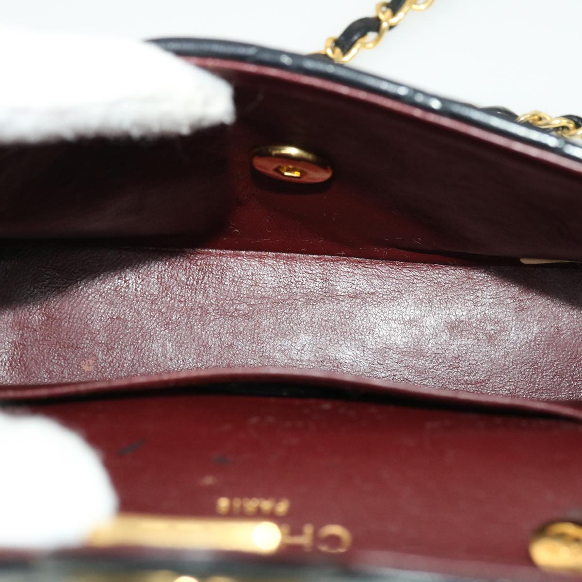 CHANEL Mini Matelasse Chain Shoulder Bag Lamb Skin Black CC 42862A