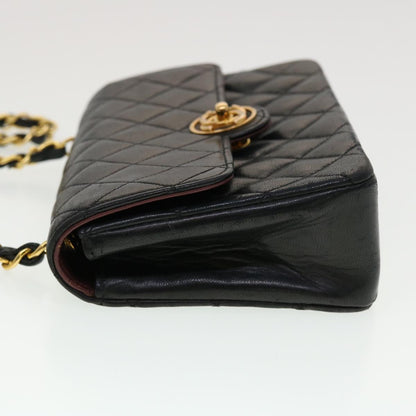 CHANEL Mini Matelasse Chain Shoulder Bag Lamb Skin Black CC 42862A