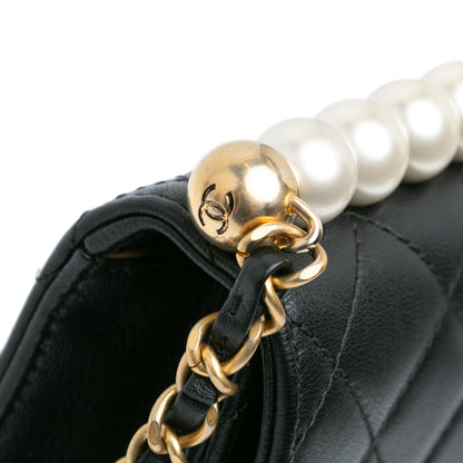 Black Chanel Small Lambskin Chic Pearls Flap Crossbody Bag