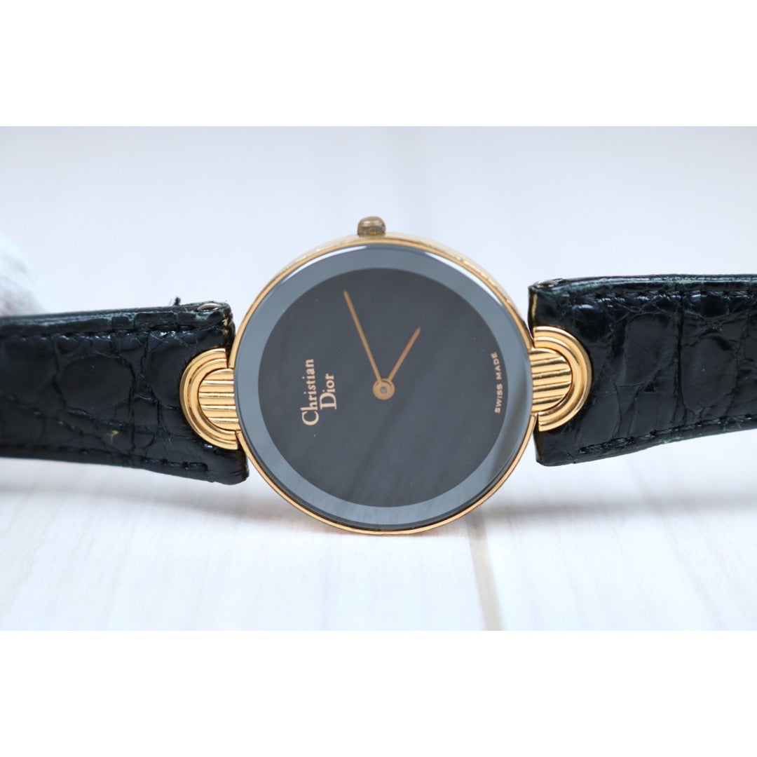 Good ( Rank AB) Dior Leather Quartz Watch BlackS24062407