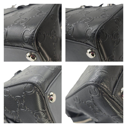 Gucci Black GG Embossed Perforated Leather Double Handle Tote