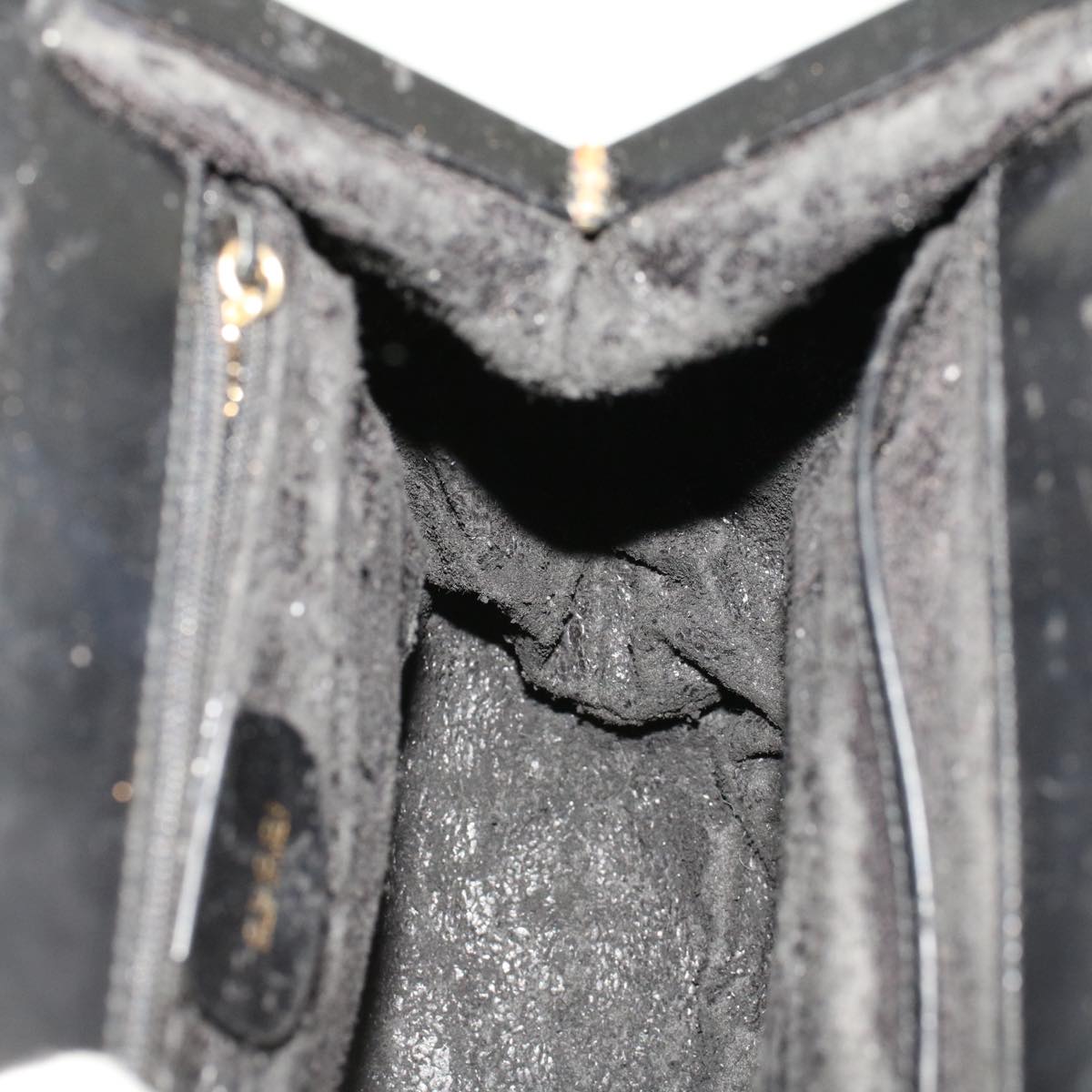GUCCI Bamboo Gamaguchi Hand Bag Leather Black 000.781.0295  43320