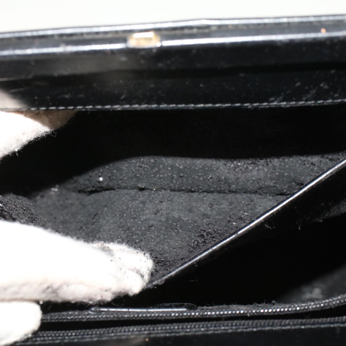GUCCI Bamboo Gamaguchi Hand Bag Leather Black 000.781.0295  43320
