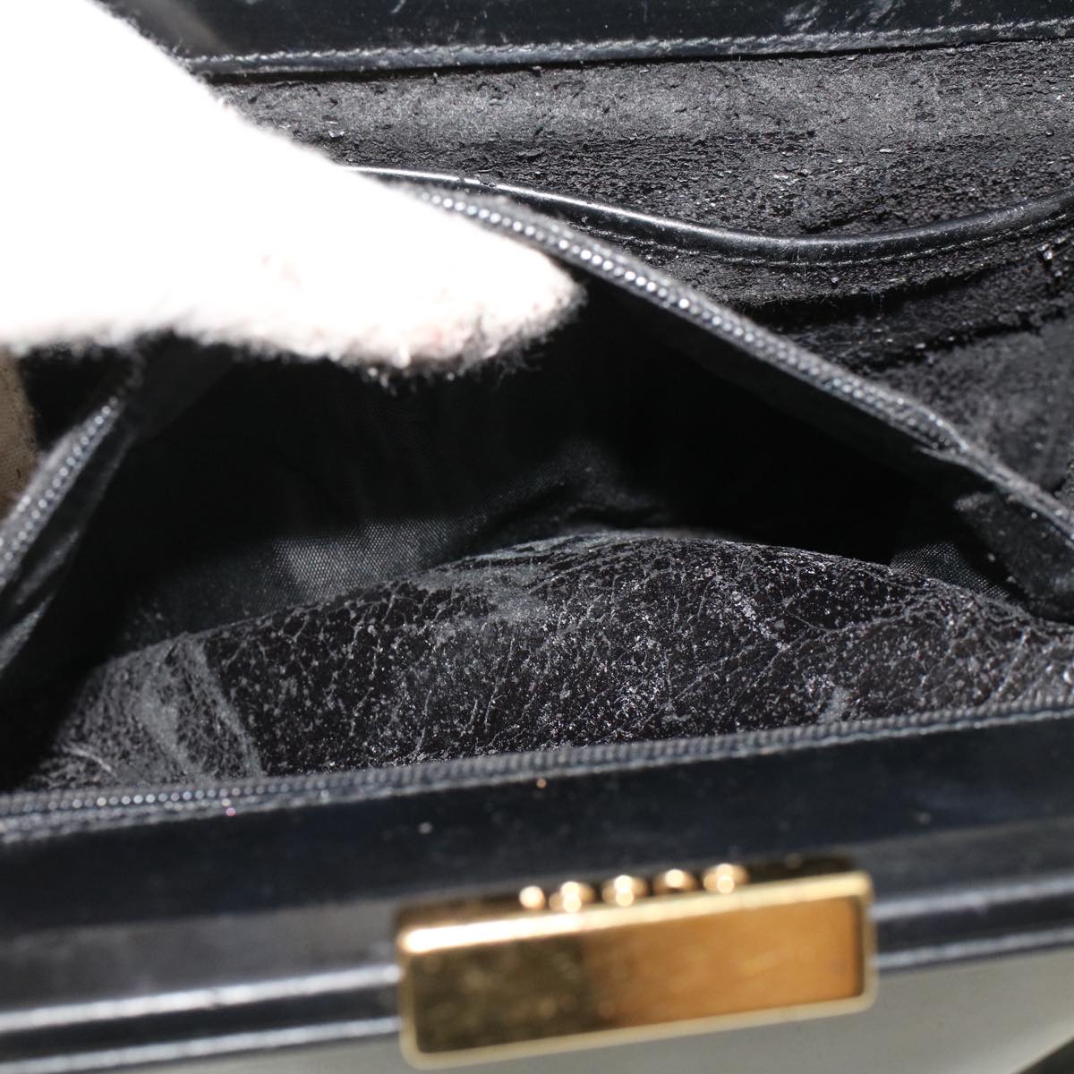 GUCCI Bamboo Gamaguchi Hand Bag Leather Black 000.781.0295  43320