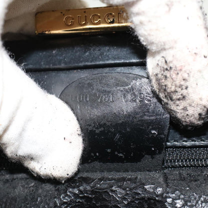 GUCCI Bamboo Gamaguchi Hand Bag Leather Black 000.781.0295  43320