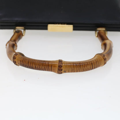 GUCCI Bamboo Gamaguchi Hand Bag Leather Black 000.781.0295  43320
