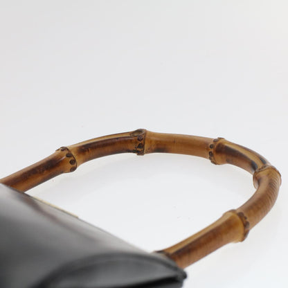 GUCCI Bamboo Gamaguchi Hand Bag Leather Black 000.781.0295  43320