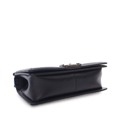 Black Chanel Medium Bicolor Woven Calfskin Boy Flap Shoulder Bag